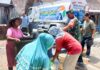 Kompak, Kodim Bojonegoro bersama Koramil dan Pemdes Kasiman salurkan 25 ribu Liter Air Bersih