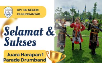 SDN Negeri Gununganyar Raih Juara 1 Harapan Lomba Marching Band Tingkat Jawa Timur